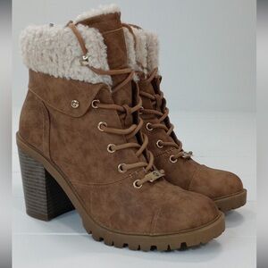 GBG Sherpa Chunky Brown Booties